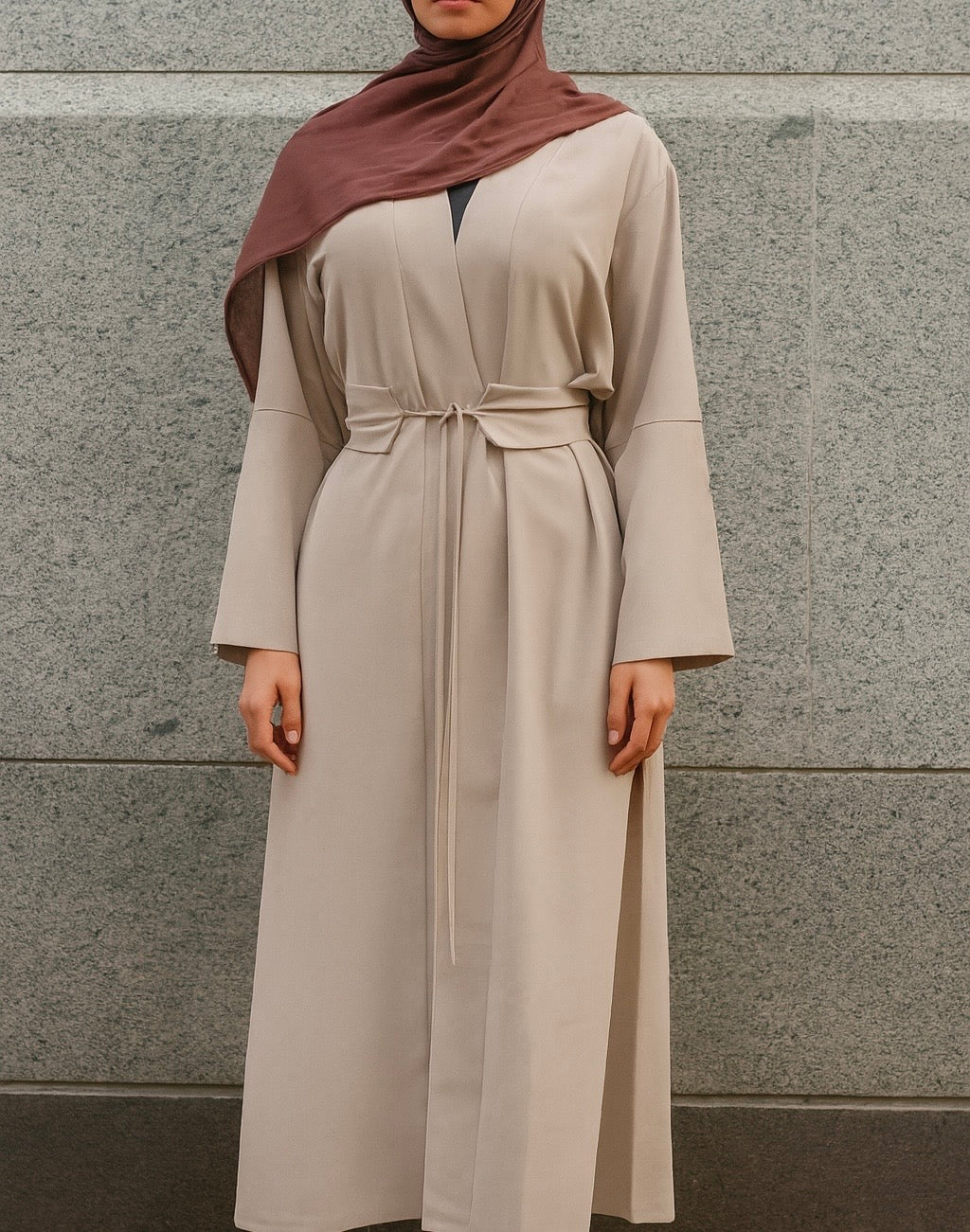 Rowan Belted Abaya - Beige