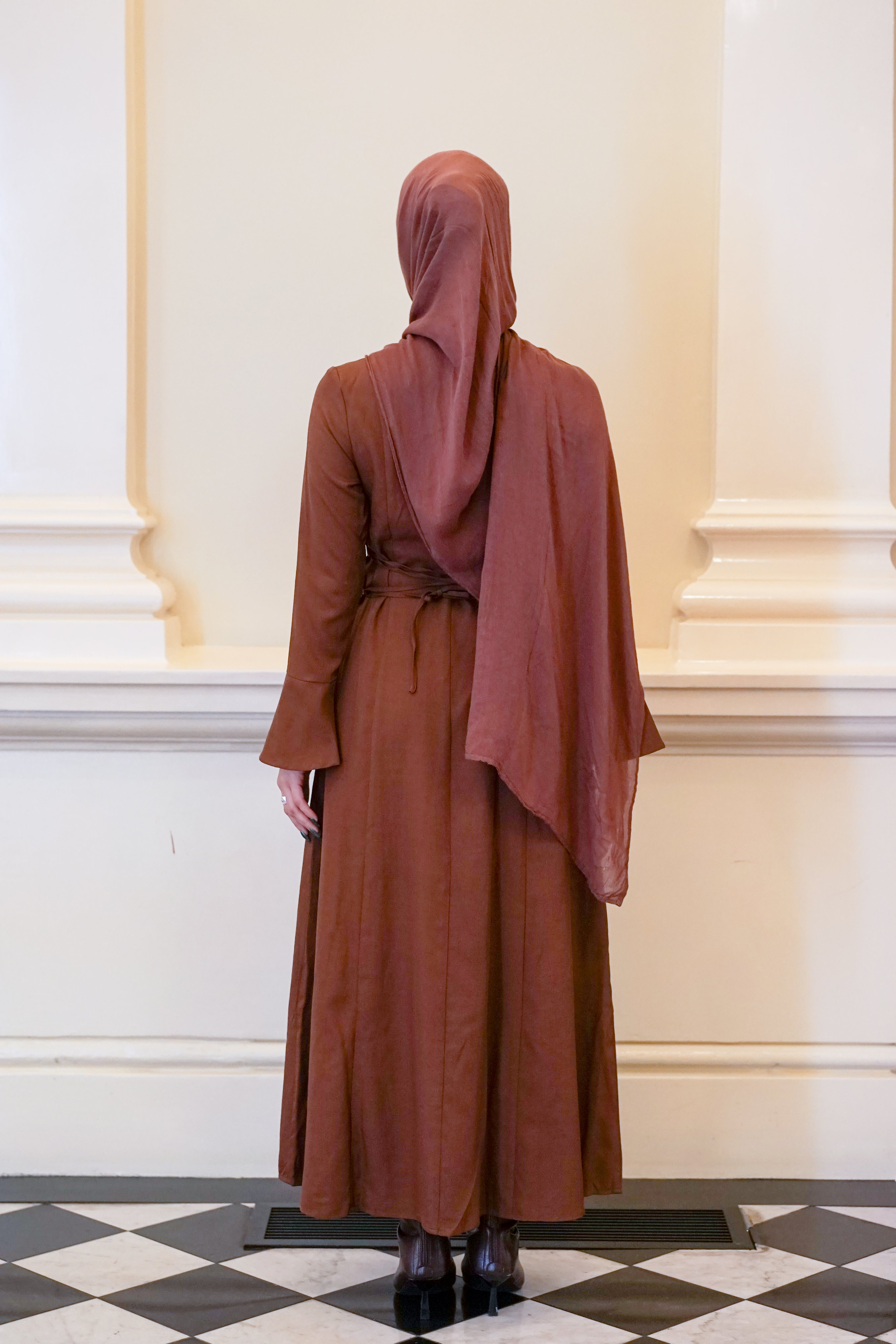 Amara Flare Button Dress - Brown