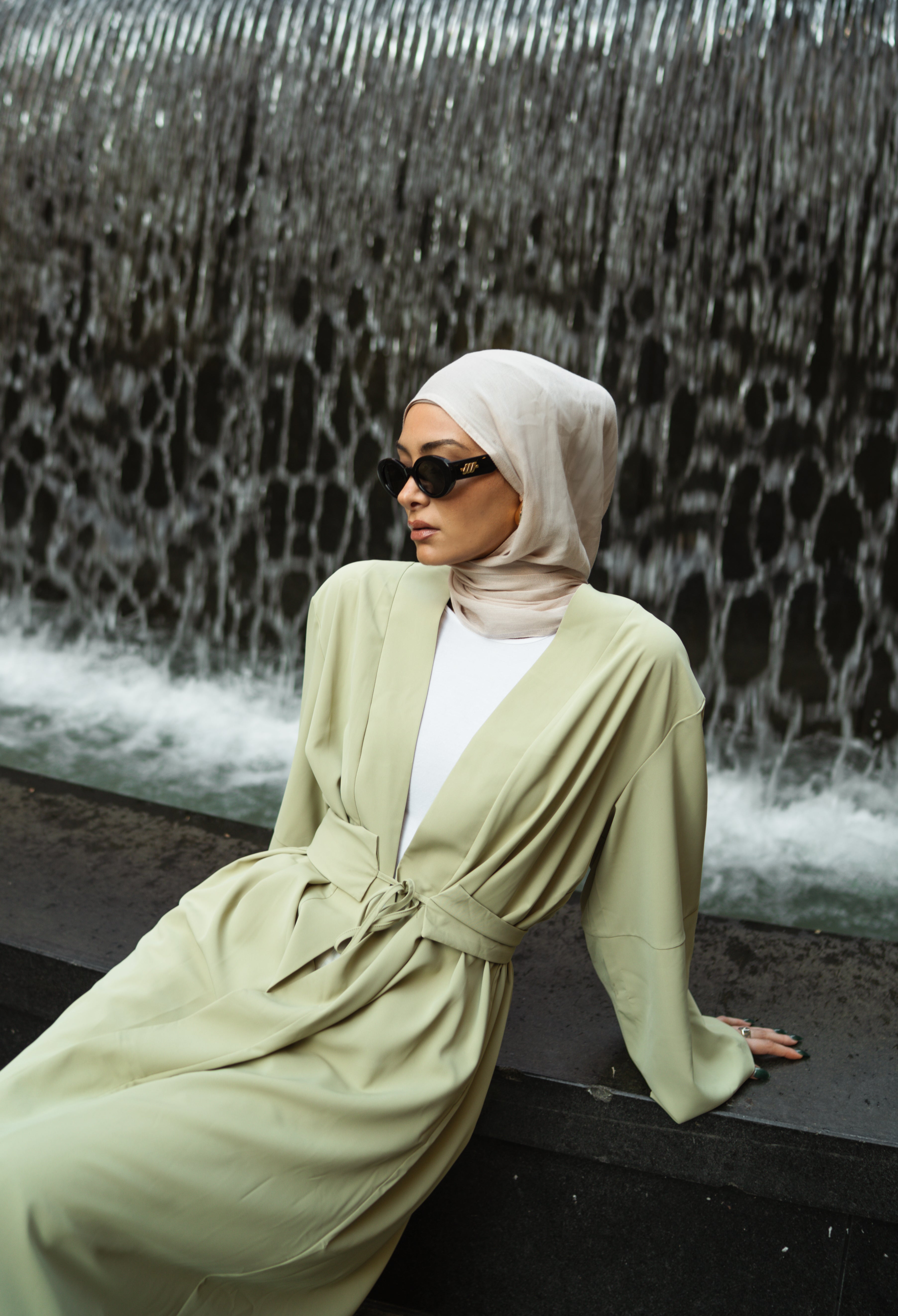 Rowan Belted Abaya - Sage Green