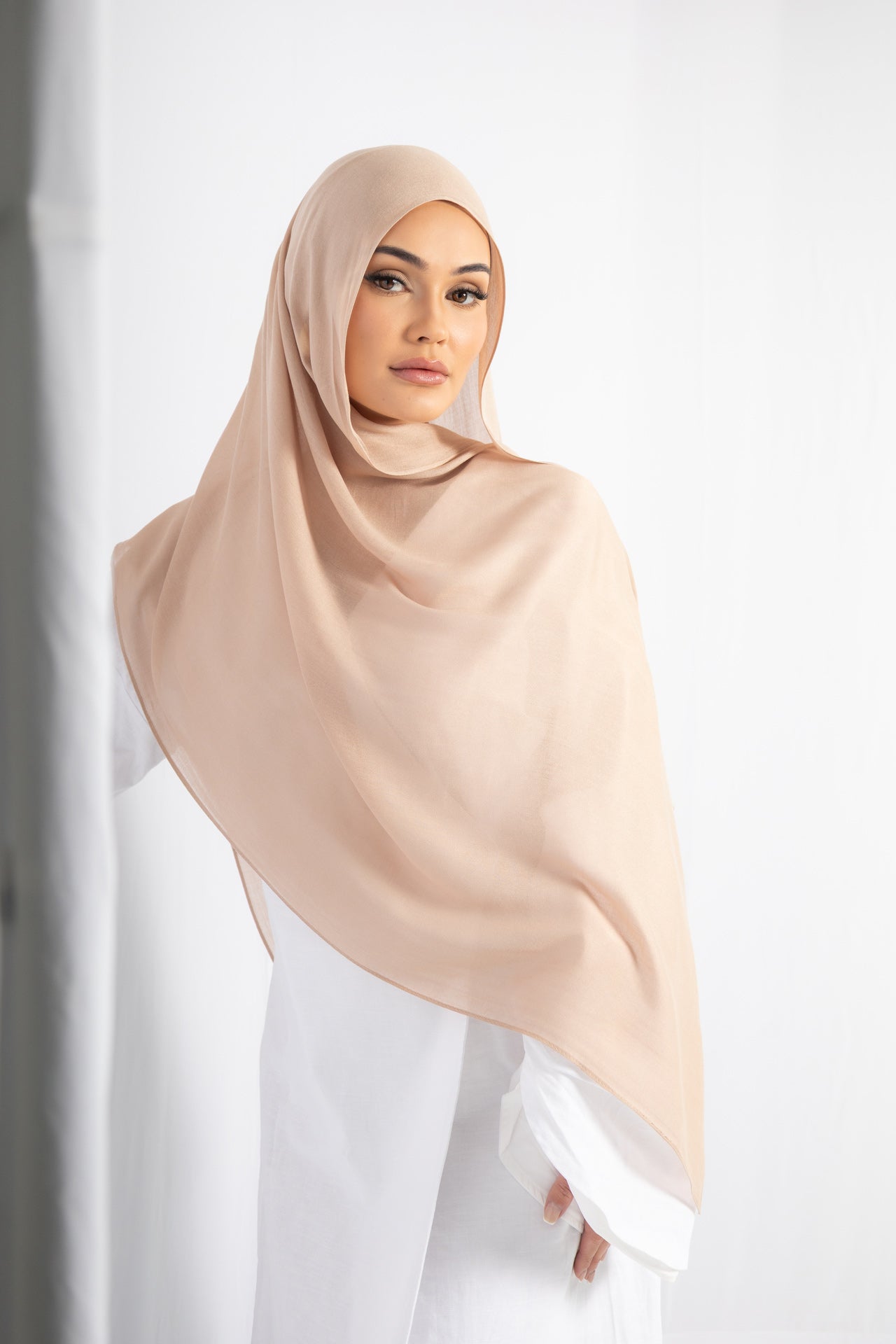 Soft Sand Modal Hijab Comes with Matching Under Cap