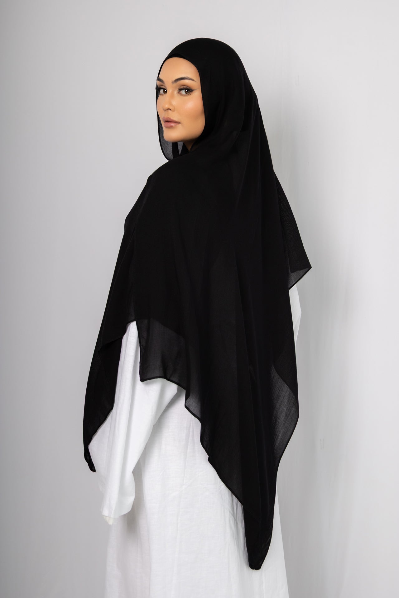 Classic Black Modal Hijab Comes with Matching Under Cap