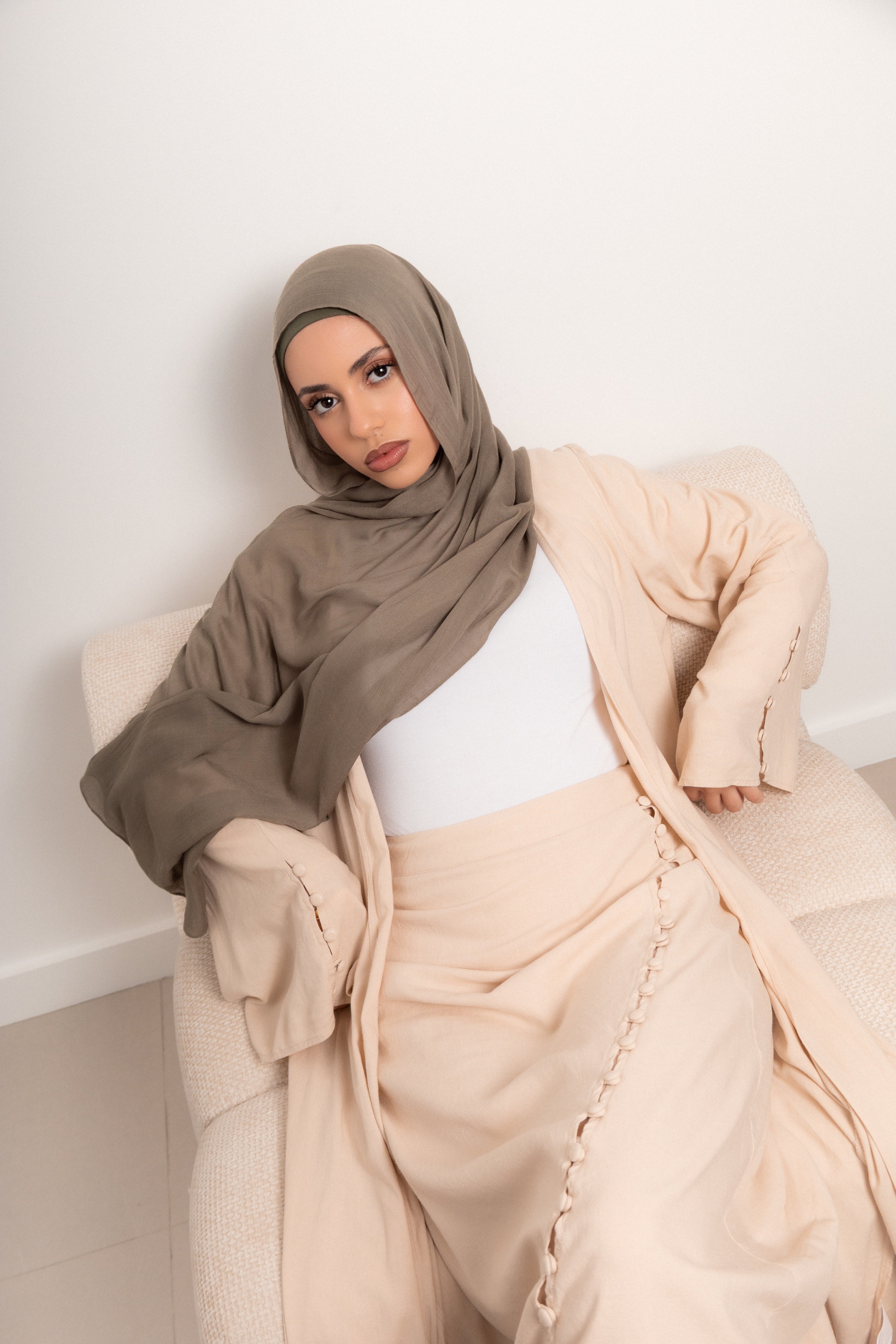 Elea Linen Set Button Linen Set Skirt and Cardigan