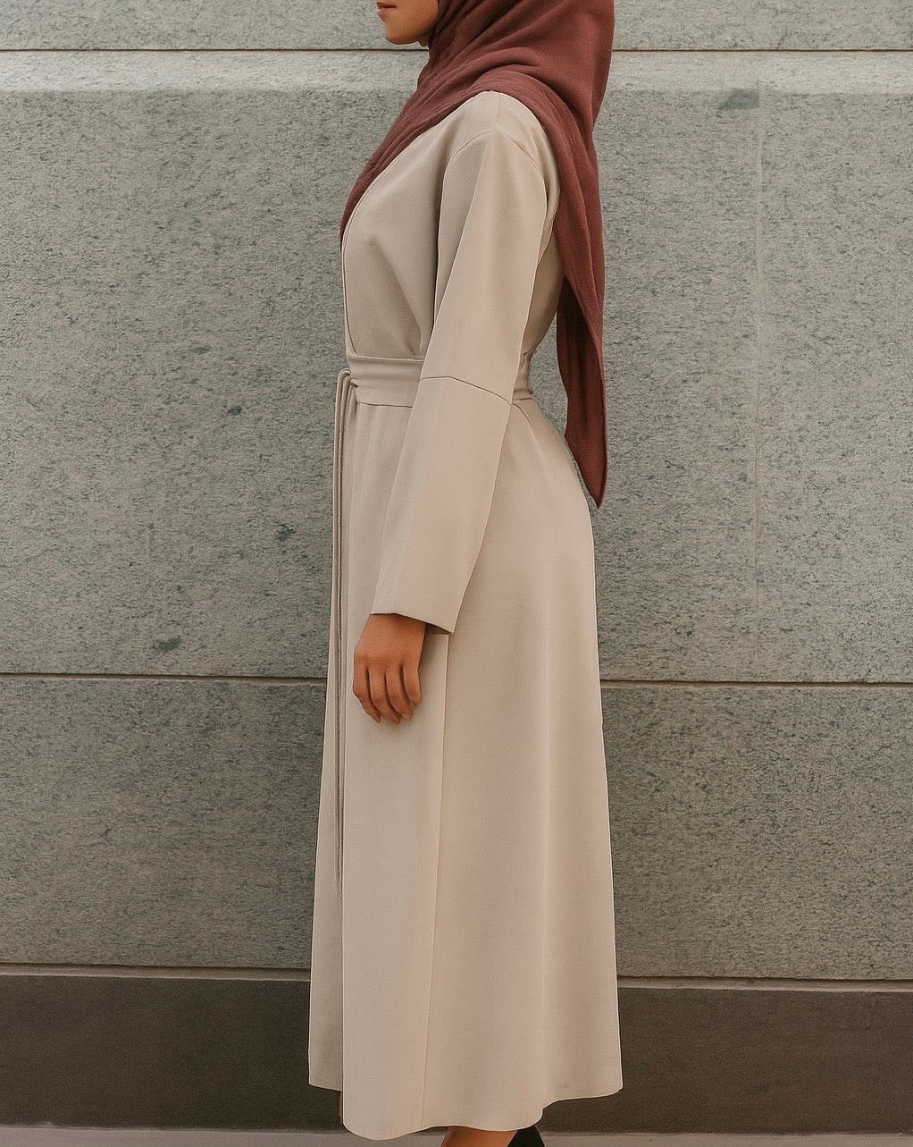 Rowan Belted Abaya - Beige