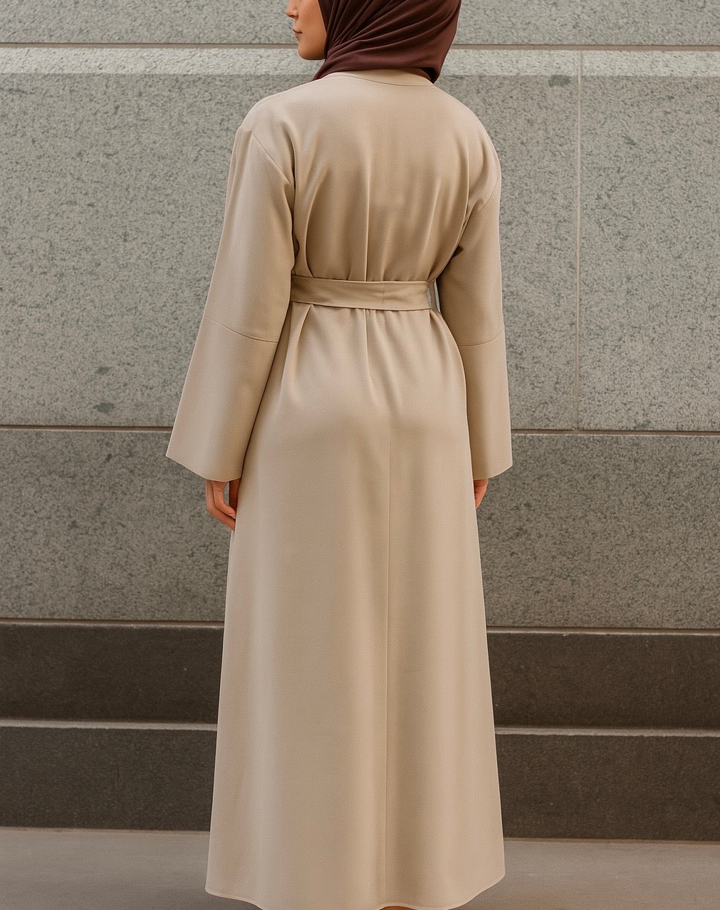 Rowan Belted Abaya - Beige