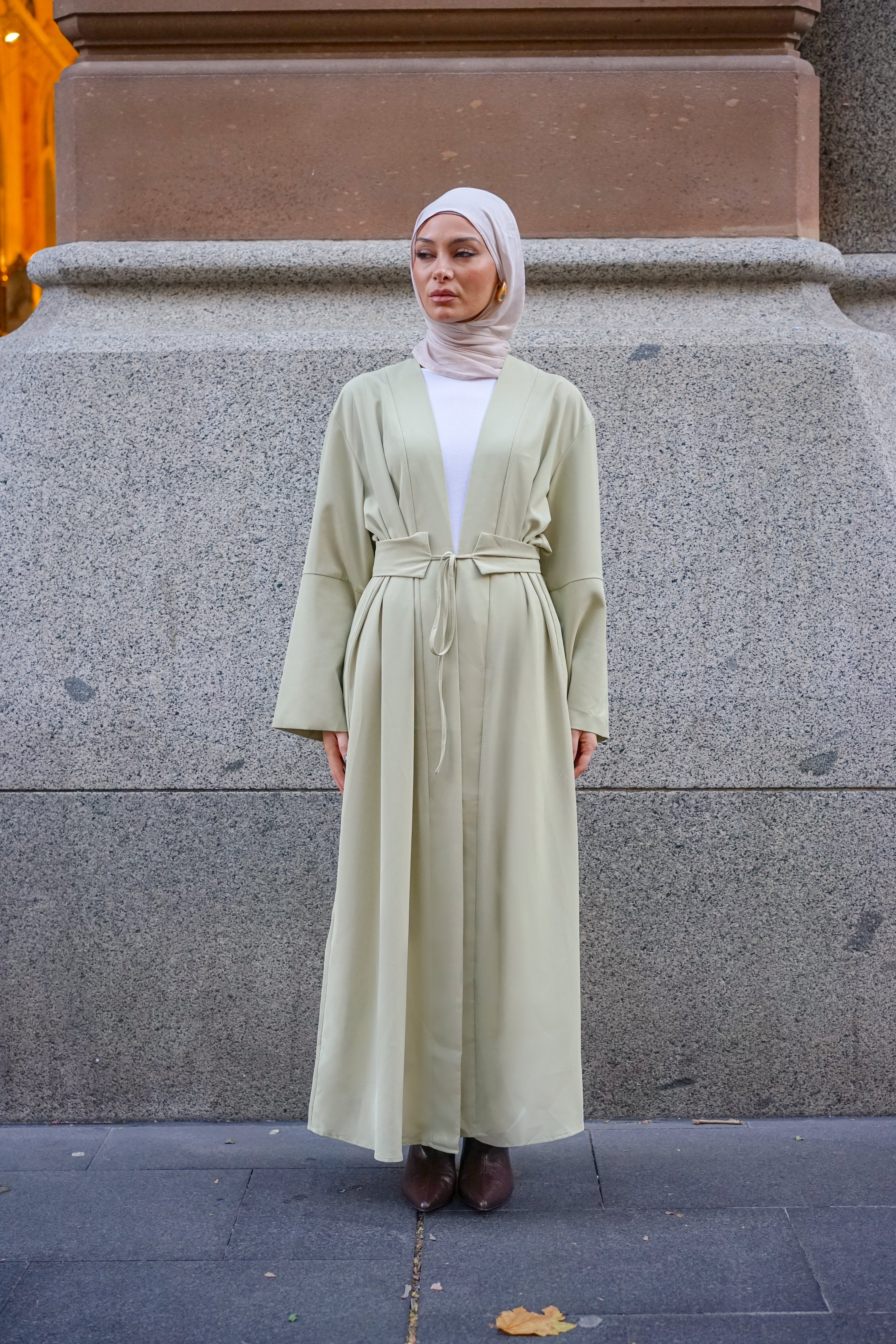 Rowan Belted Abaya - Sage Green