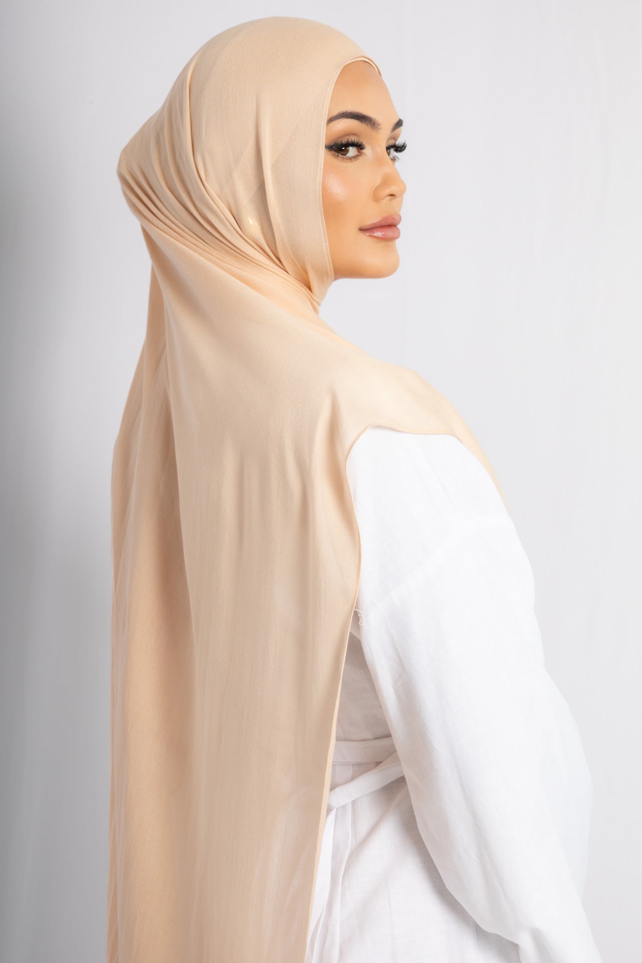 Warm Peach Modal Hijab Comes with Matching Under Cap