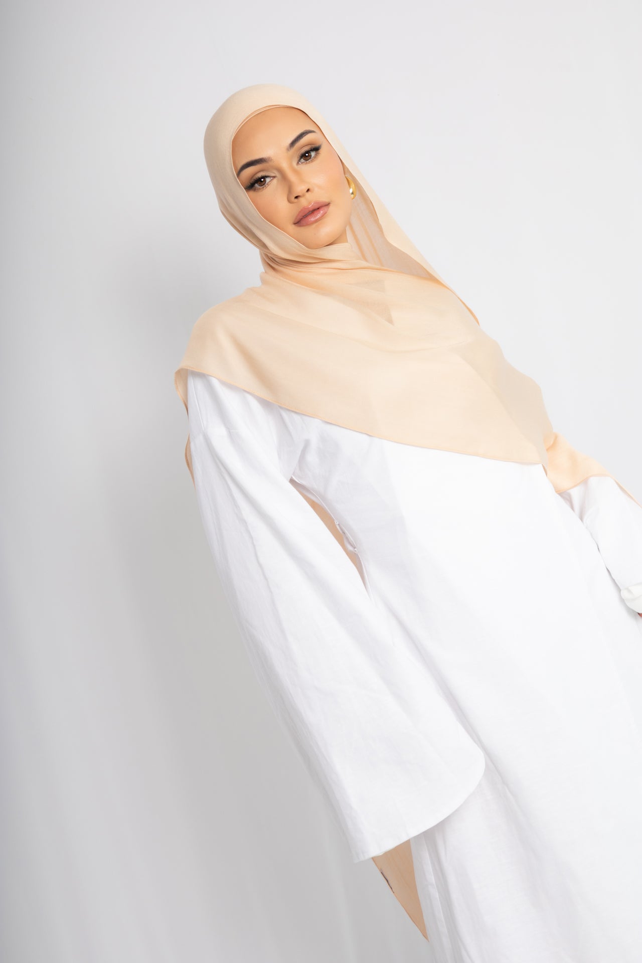 Warm Peach Modal Hijab Comes with Matching Under Cap