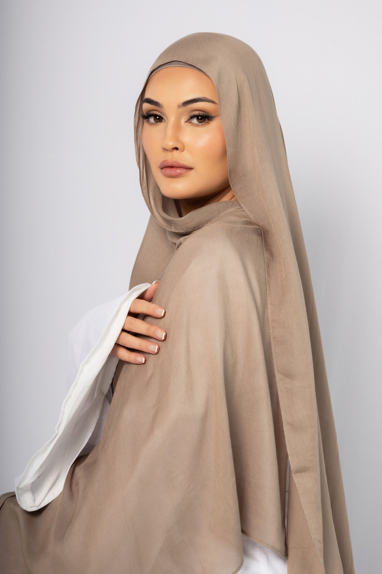 Mocha Mist Modal Hijab Comes with Matching Under Cap