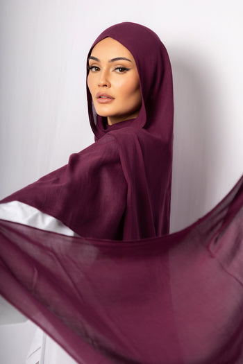 Royal Plum Modal Hijab with Matching Under Cap