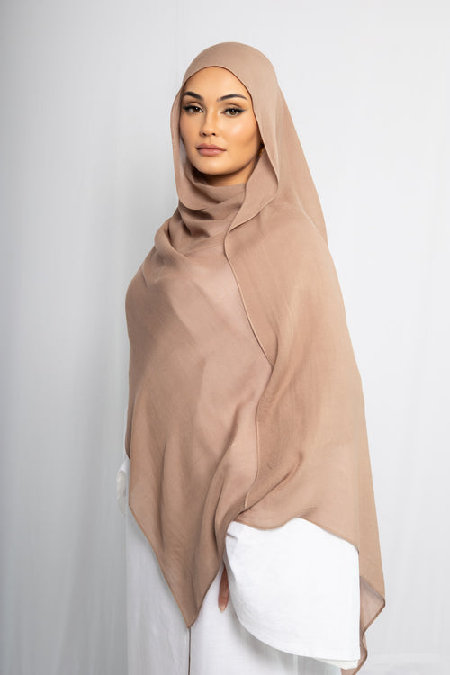 Mocha Nude Modal Hijab Comes with Matching Under Cap