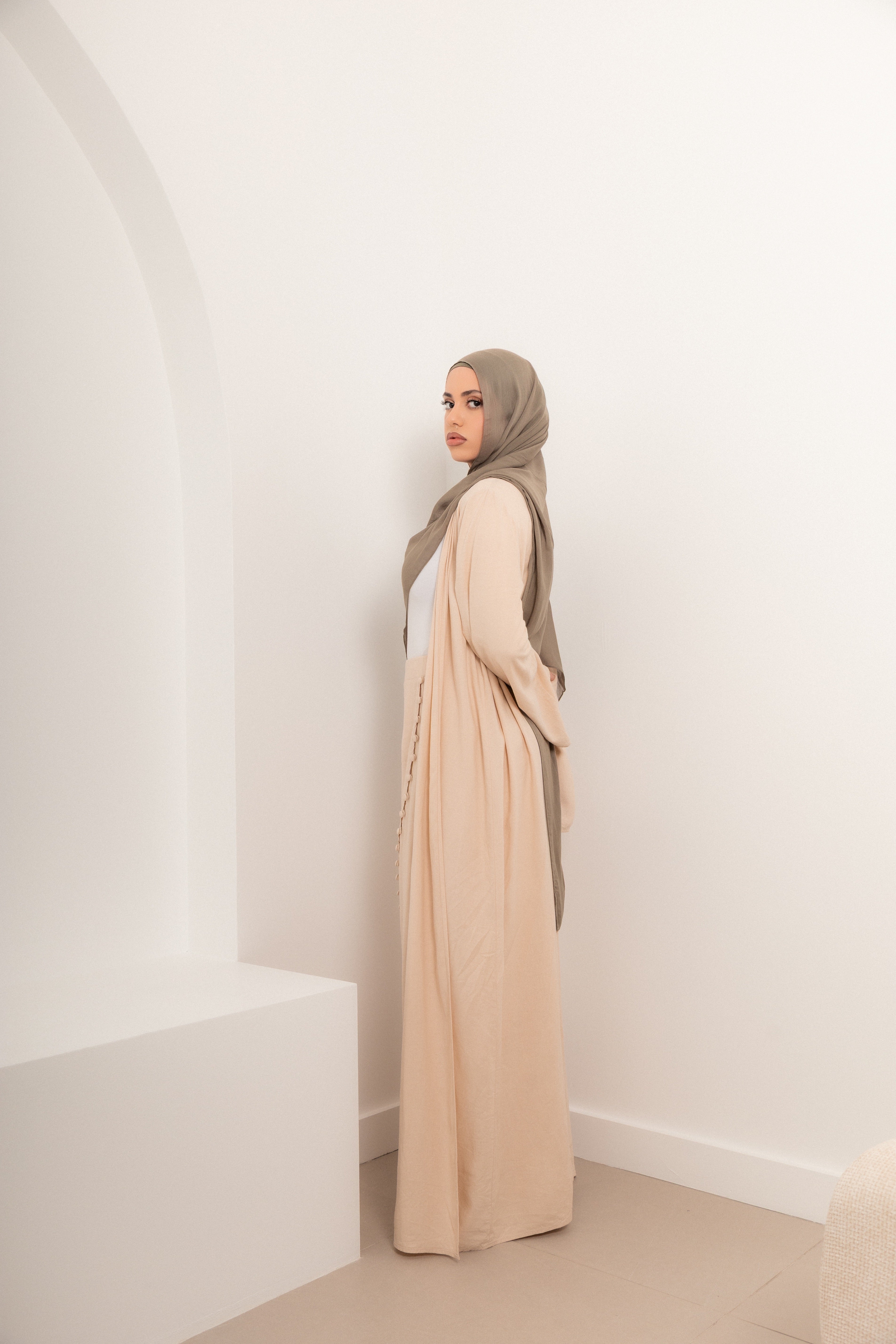 Elea Linen Set Button Linen Set Skirt and Cardigan