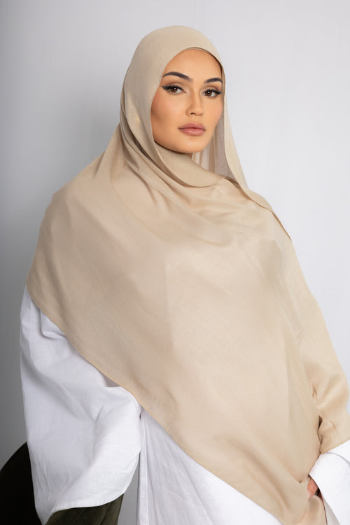 Oatmeal Beige Modal Hijab Comes with Matching Under Cap