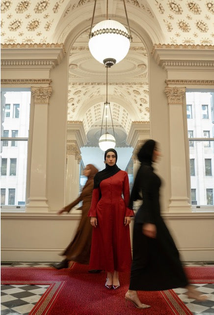 Red Amara Flare Button Dress